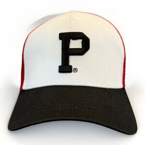 Portland Gear Mens White Red Black Oregon P Logo Adjustable SnapBack Trucker Hat